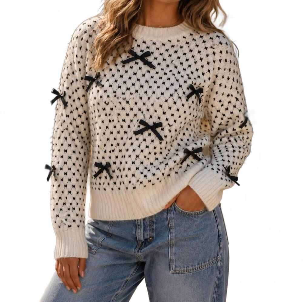 NEW INDIE & CO alexa bow sweater in beige